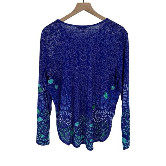 Johnny Was Wild Flower Top XXL Active Long Sleeve Mesh Workout Gym #h - Picture 2 of 8